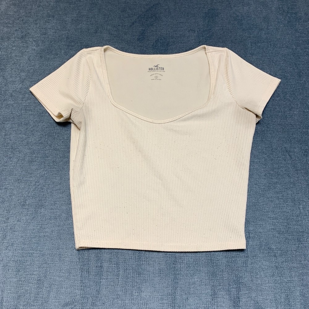 Hollister Must Have Crop Top Womens Small Light Beige Wear With Love Sweetheart